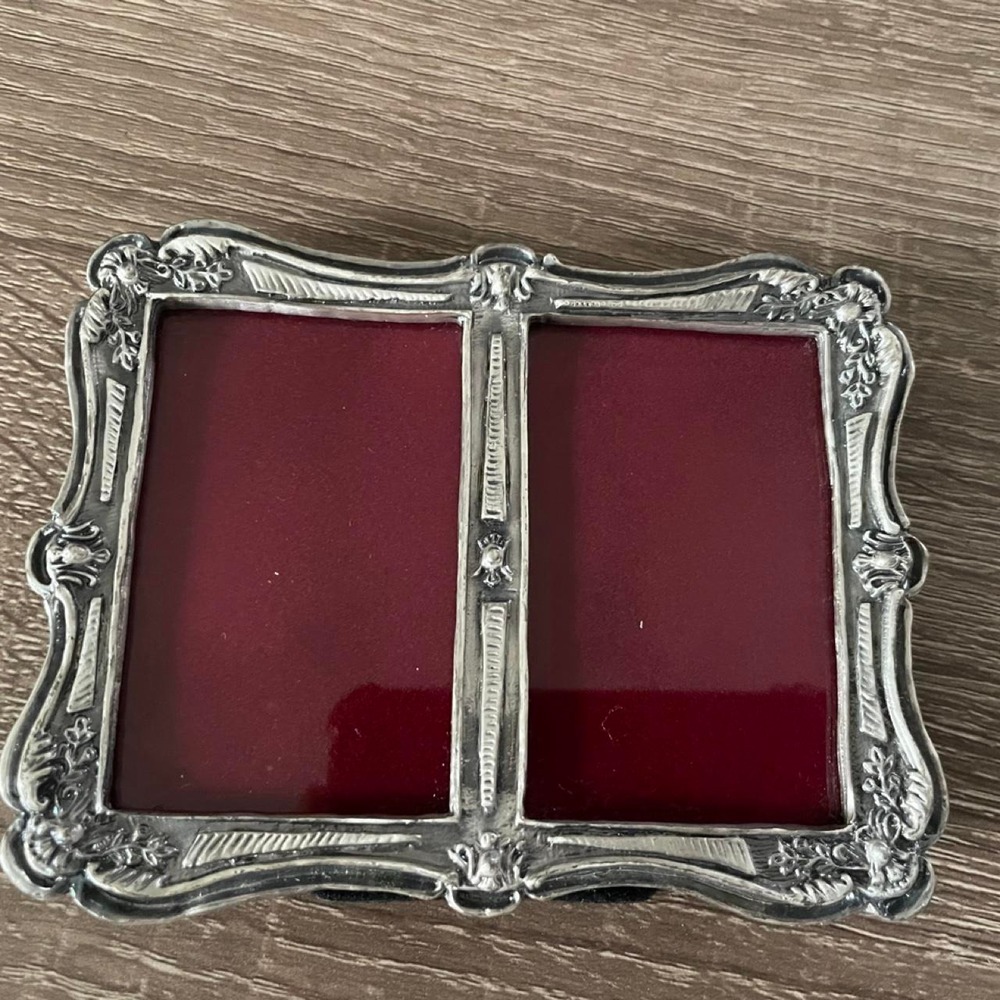 Vintage Silver ornate double picture frame